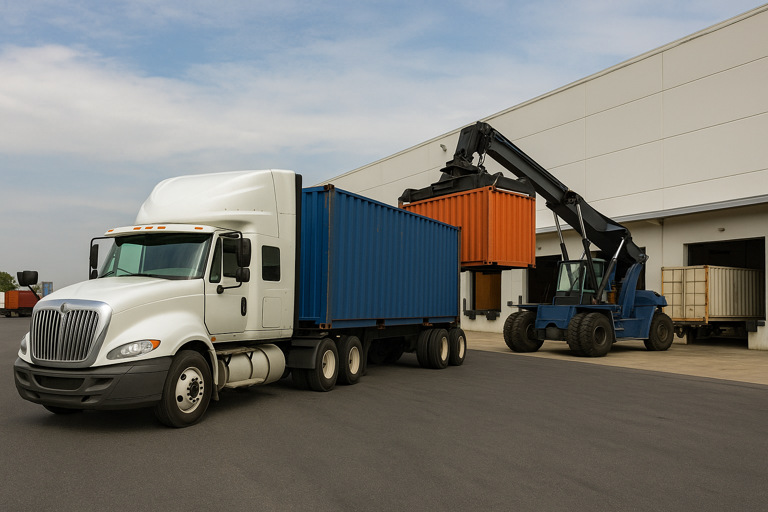 Intermodal container on chassis